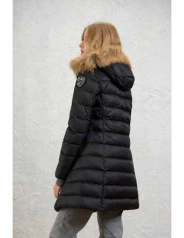 Blauer piumino lungo con pelliccia Kristin 26WBLDK03040-006047 [00cda552]