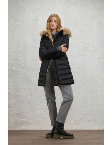 Blauer piumino lungo con pelliccia Kristin 26WBLDK03040-006047 [b7d06456]
