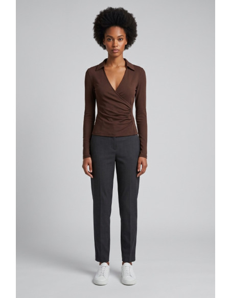 Markup blusa in maglia scollo incrocio MW2610104 [c951baf1]