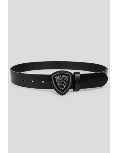 Blauer cintura in pelle con fibbia strass F6KSHILLY01/PAR [3d66225a]