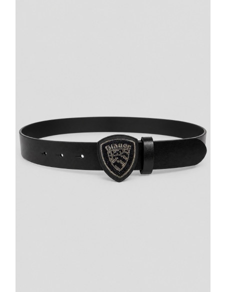 Blauer cintura in pelle con fibbia strass F6KSHILLY01/PAR [3d66225a]