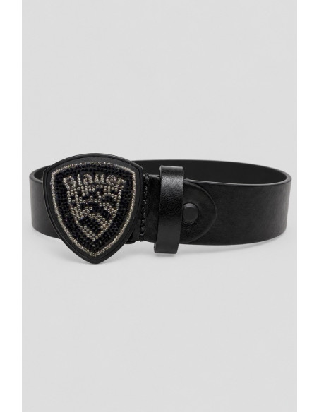 Blauer cintura in pelle con fibbia strass F6KSHILLY01/PAR [e4406157]