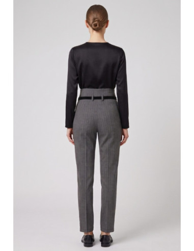 Phard pantalone gessato vita alta ed inserti in pizzo 1637H1312 [58c4f9f5]