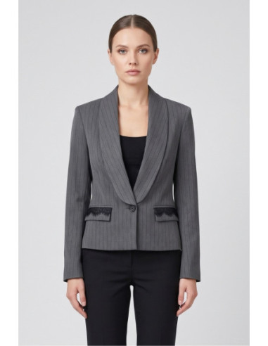 Phard giacca gessata con inserti in pizzo 1637H1313 [908aedb7]