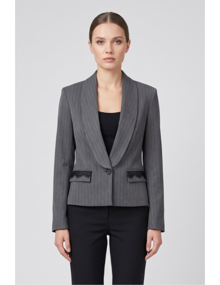 Phard giacca gessata con inserti in pizzo 1637H1313 [908aedb7]