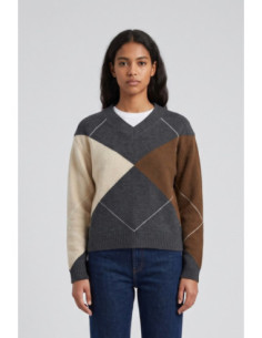Markup maglia misto lana con scollo a V a rombi MW2600068 [f9ec0d2b]