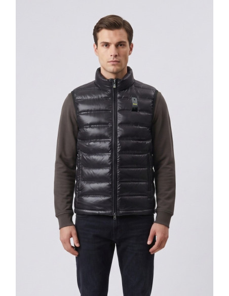 Blauer smanicato con collo alla coreana Atlantic 26WBLUX02220-007284 [992a2b98]
