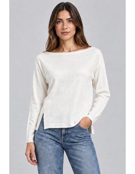 Markup maglia con scollo a barca in misto viscosa MW2600026 [ebf8cbad]